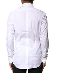 Dolce & Gabbana White GOLD Cotton Long Sleeves Men Dress Shirt