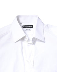 Dolce & Gabbana White GOLD Cotton Long Sleeves Men Dress Shirt