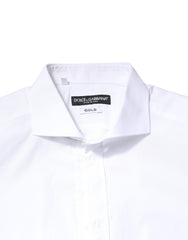 Dolce & Gabbana White GOLD Cotton Long Sleeves Dress Shirt