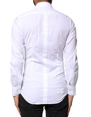 Dolce & Gabbana White GOLD Cotton Long Sleeves Dress Shirt