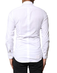 Dolce & Gabbana White GOLD Cotton Long Sleeves Dress Shirt