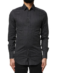 Dolce & Gabbana Black GOLD Patterned Cotton Men Dress Shirt