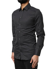 Dolce & Gabbana Black GOLD Patterned Cotton Men Dress Shirt
