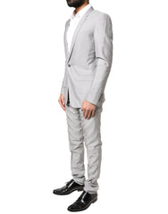 Dolce & Gabbana Light Gray Wool GOLD 2 Piece Formal Suit