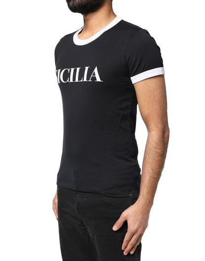 Dolce &amp; Gabbana Svart Sicilia Rundhalset T-skjorte med korte ermer