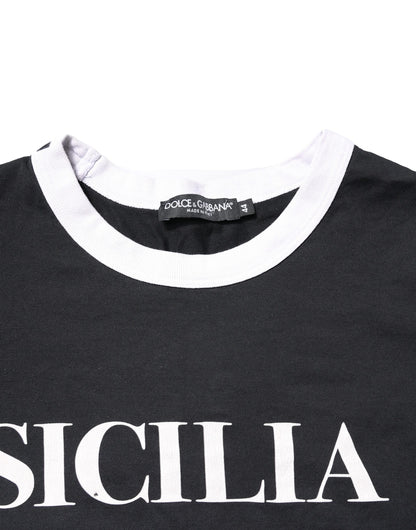 Dolce &amp; Gabbana Svart Sicilia Rundhalset T-skjorte med korte ermer