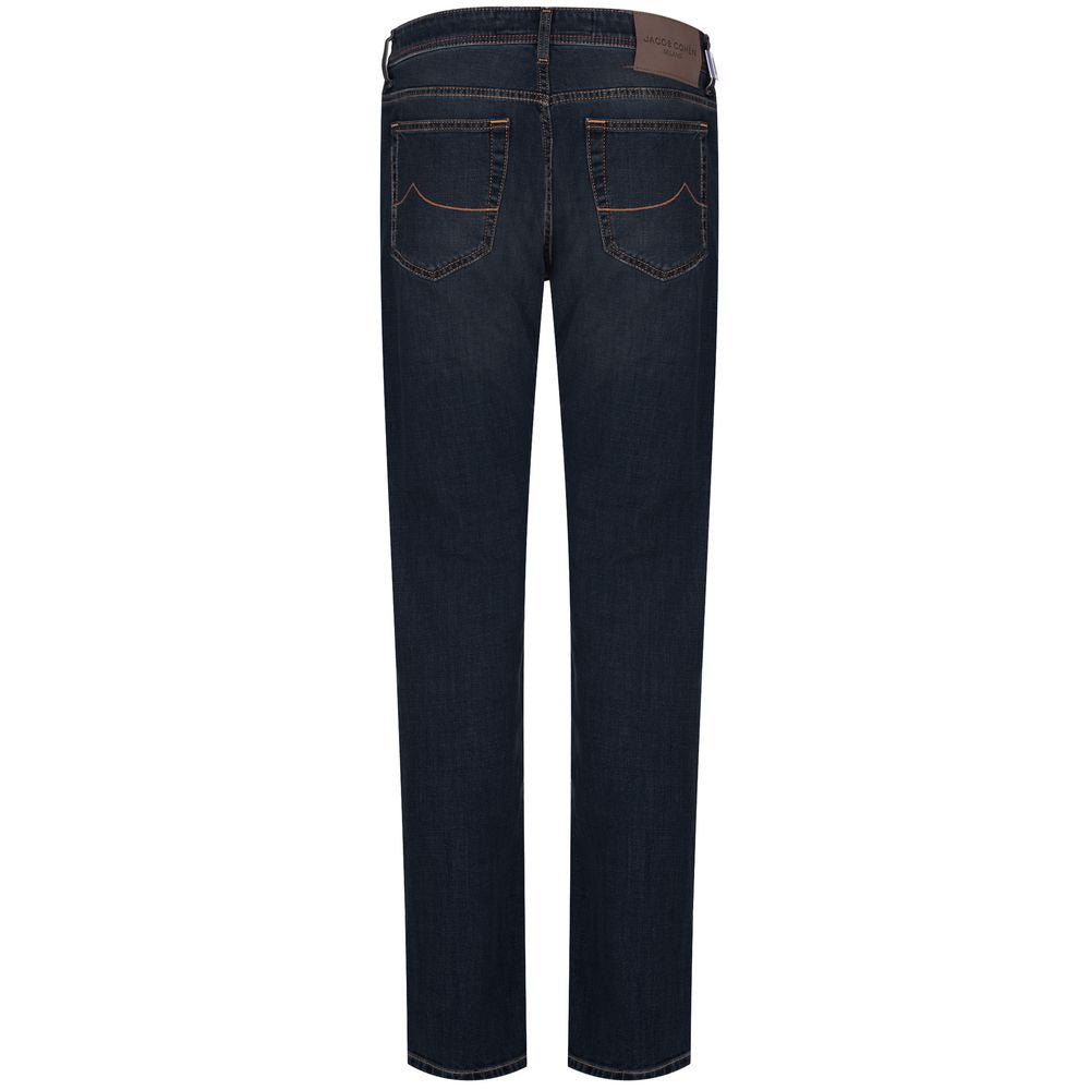 Jacob Cohen Blå bomullsjeans för män med orange sömmar