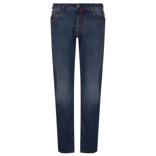 Jacob Cohen Blå bomulls herrjeans med smal passform