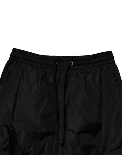 Dolce &amp; Gabbana Svarta Nylon Cargo Jogger Herr Träningsbyxor Byxor