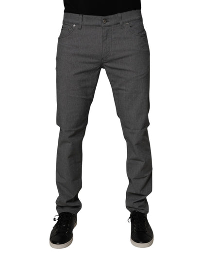 Dolce &amp; Gabbana Grå Bomullsstretchiga Skinny Denim Jeans