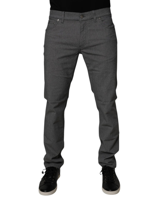 Dolce &amp; Gabbana Grå Bomullsstretchiga Skinny Denim Jeans