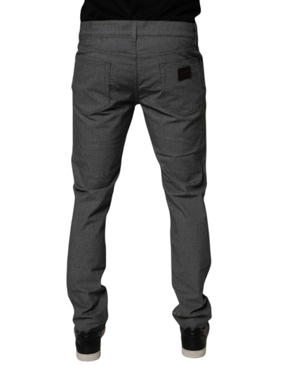 Dolce &amp; Gabbana Grå Bomullsstretchiga Skinny Denim Jeans