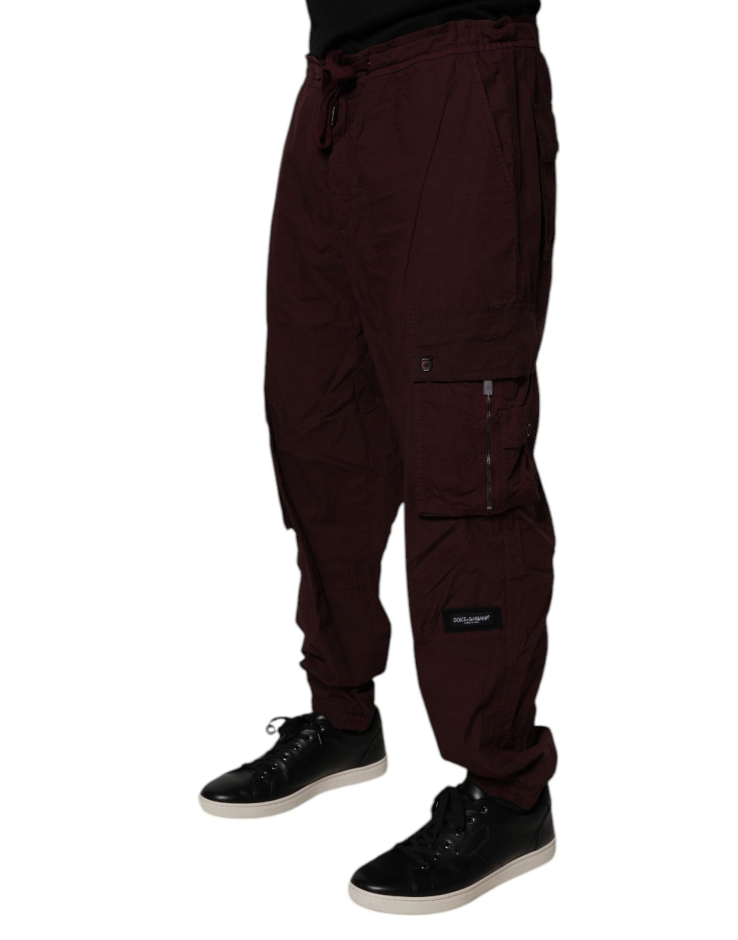 Dolce &amp; Gabbana Rödbruna Bomull Cargo Jogger Träningsbyxor
