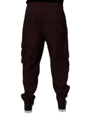Dolce & Gabbana Maroon Cotton Cargo Jogger Sweatpants Pants