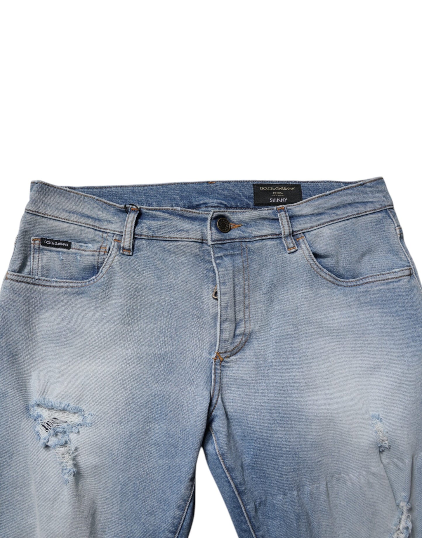 Dolce &amp; Gabbana Blå Skinny Jeans i Fillete Bomull for Menn