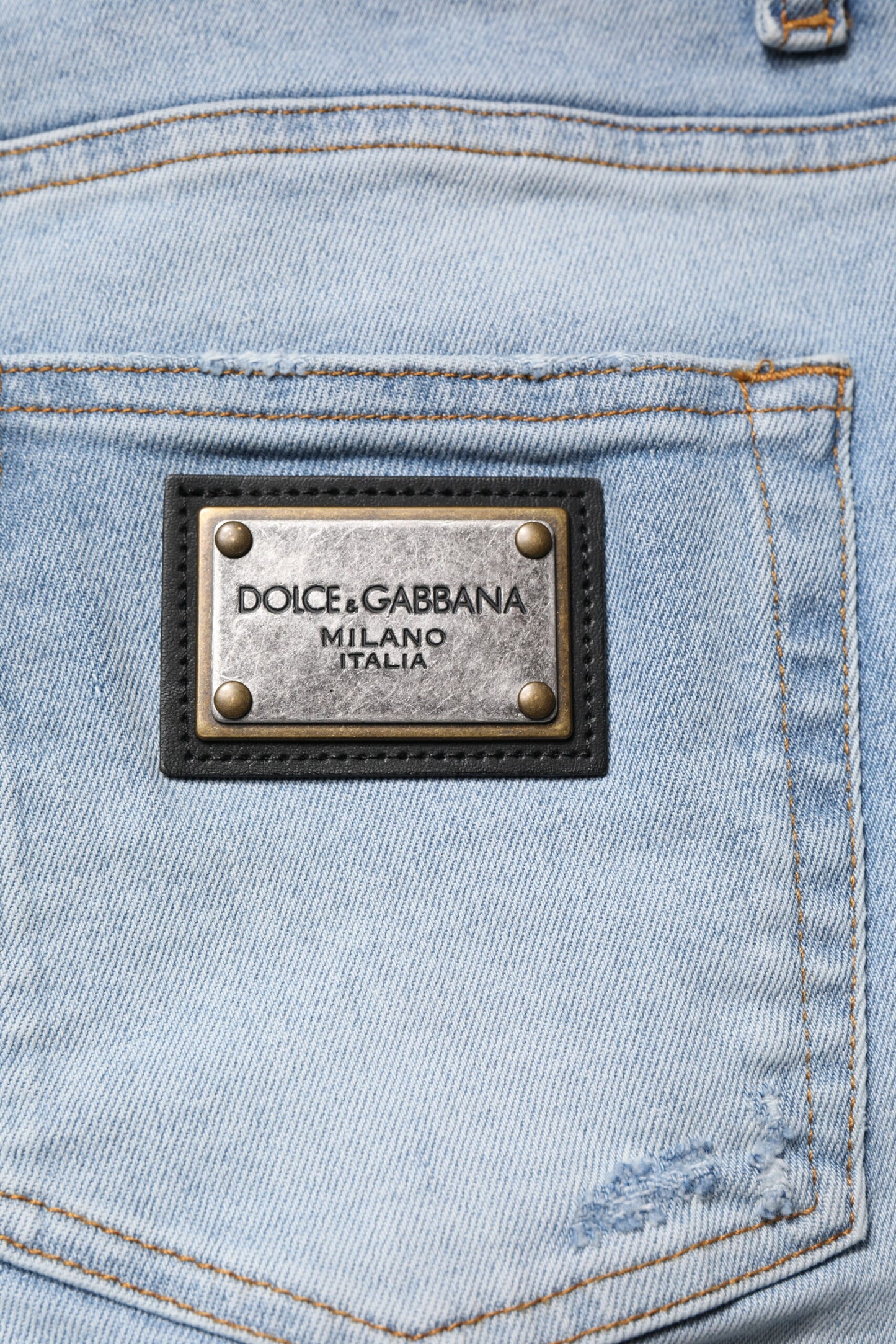 Dolce &amp; Gabbana Blå Skinny Jeans i Fillete Bomull for Menn