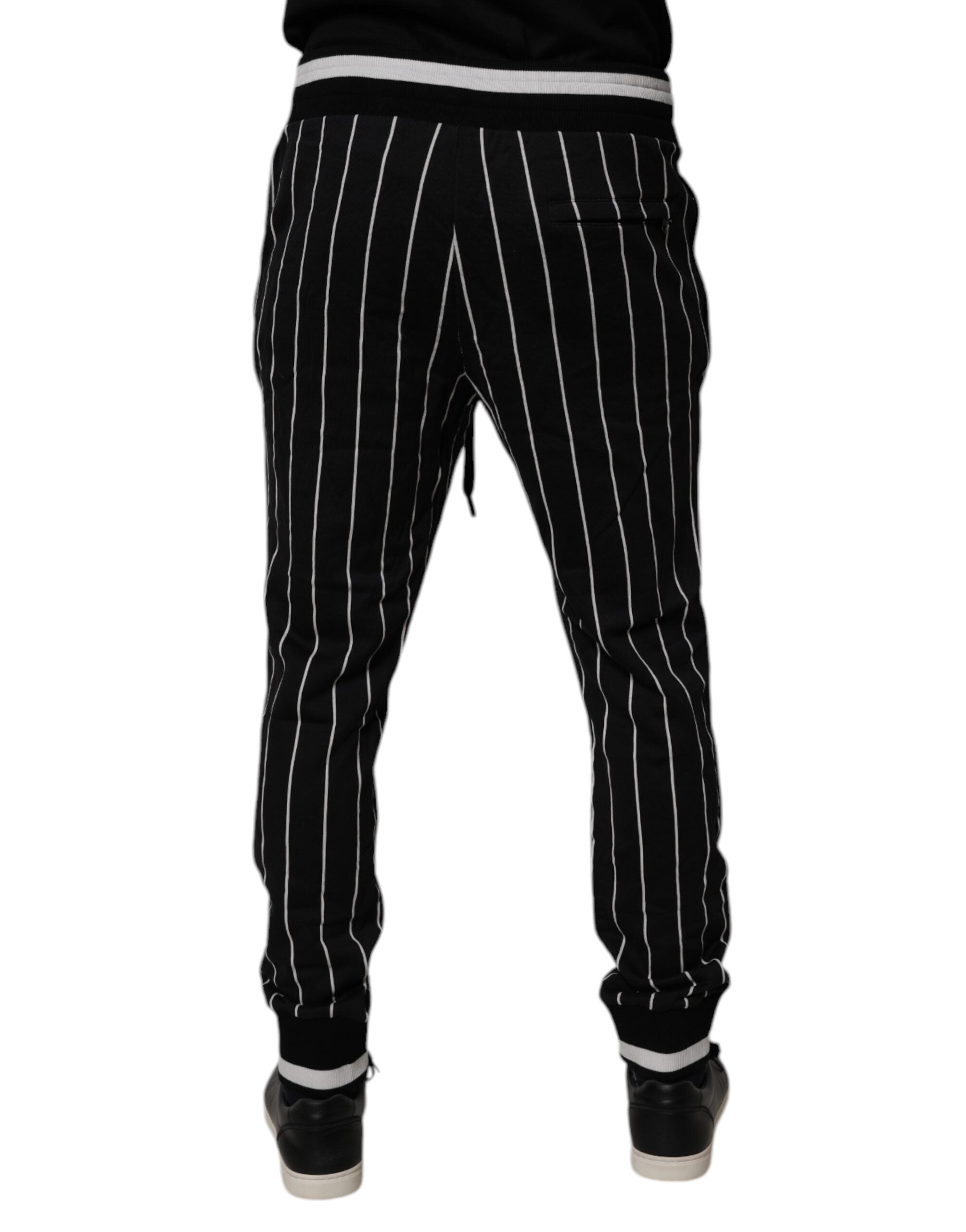 Dolce & Gabbana Black White Stripes Jogger Sweatpants Pants