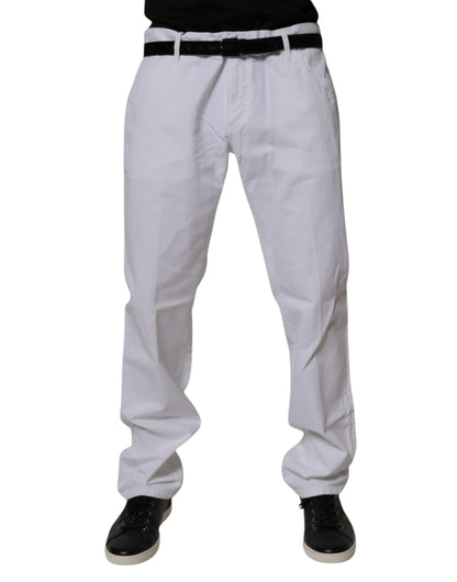 Dolce &amp; Gabbana hvite bomullsrette herrejeans