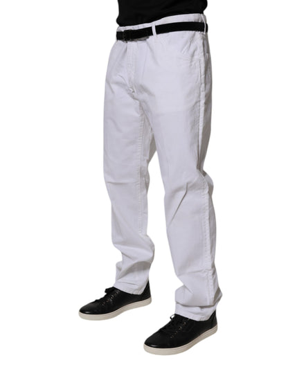 Dolce &amp; Gabbana hvite bomullsrette herrejeans