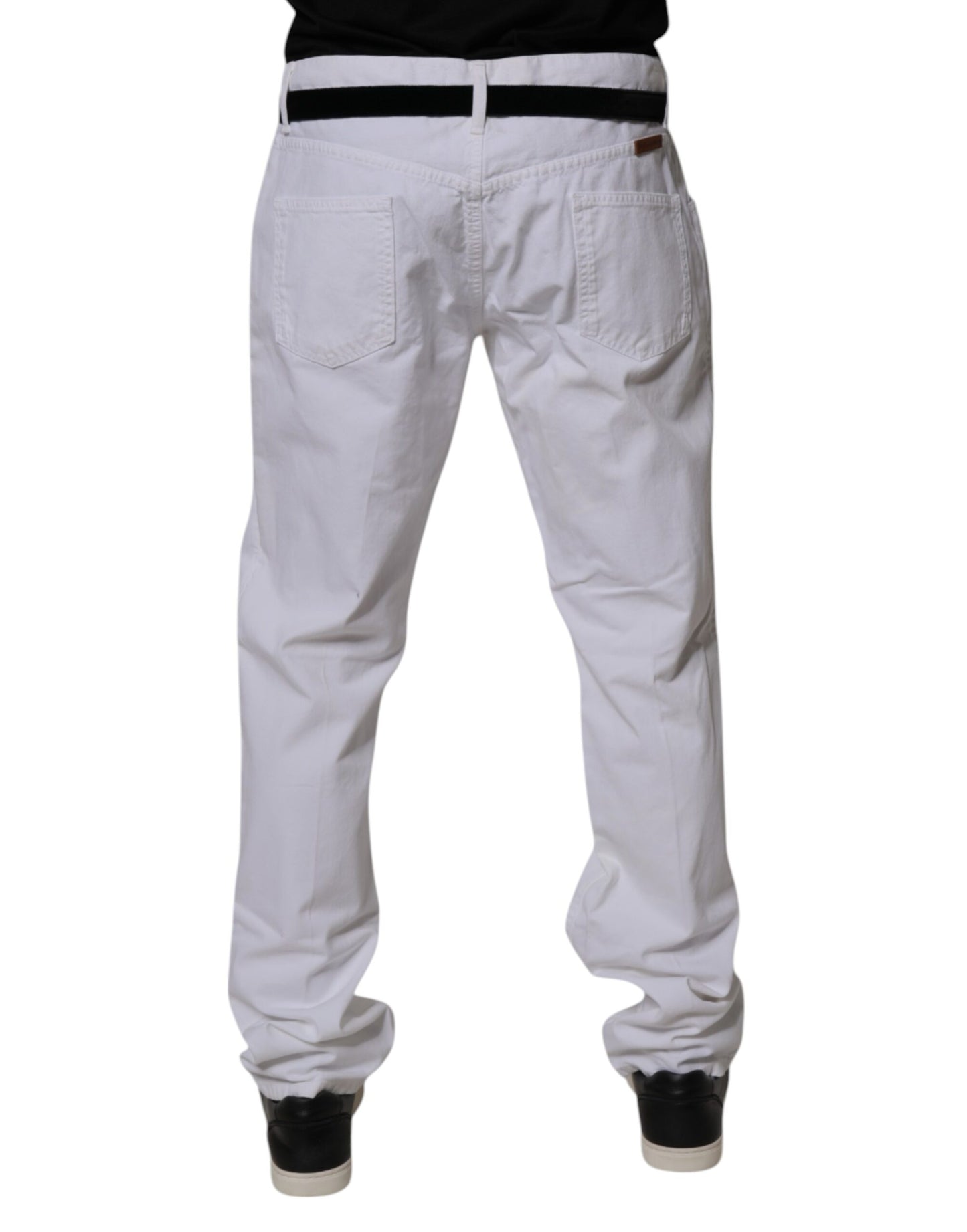 Dolce &amp; Gabbana hvite bomullsrette herrejeans
