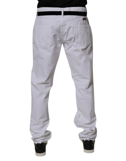 Dolce &amp; Gabbana hvite bomullsrette herrejeans