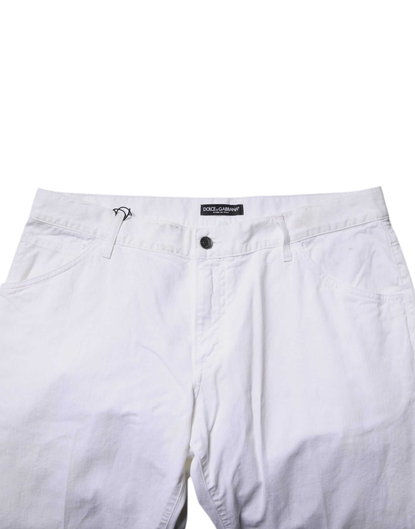 Dolce &amp; Gabbana hvite bomullsrette herrejeans