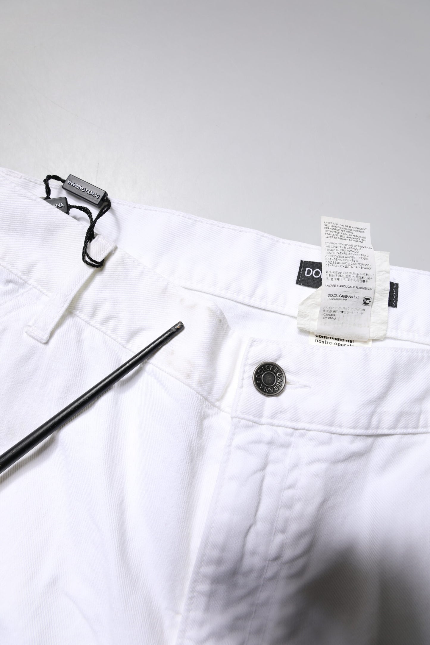 Dolce &amp; Gabbana hvite bomullsrette herrejeans