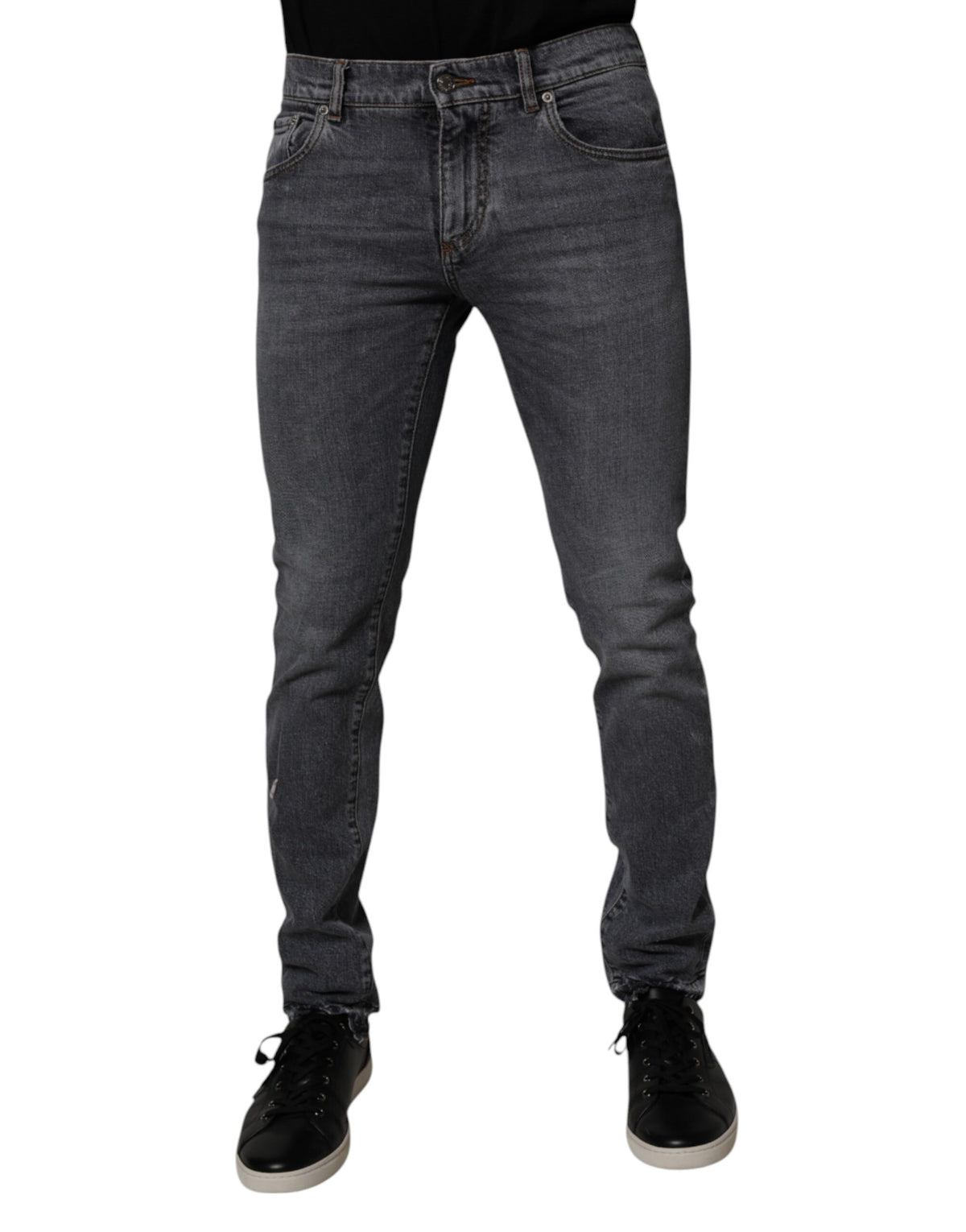 Dolce & Gabbana Dark Gray Cotton Stretch Skinny Denim Jeans
