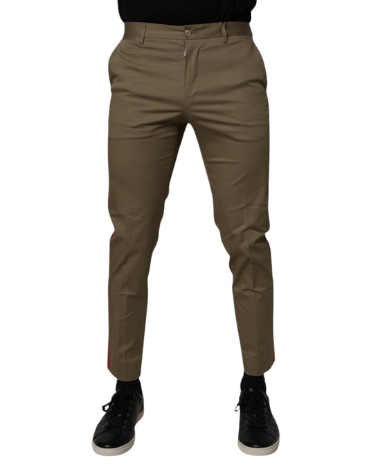 Dolce &amp; Gabbana Mörk Khaki Avsmalnande Bomullsbyxor
