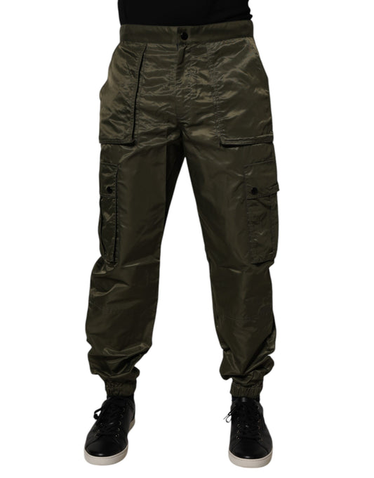 Dolce &amp; Gabbana Mörkgröna Nylon Cargobyxor