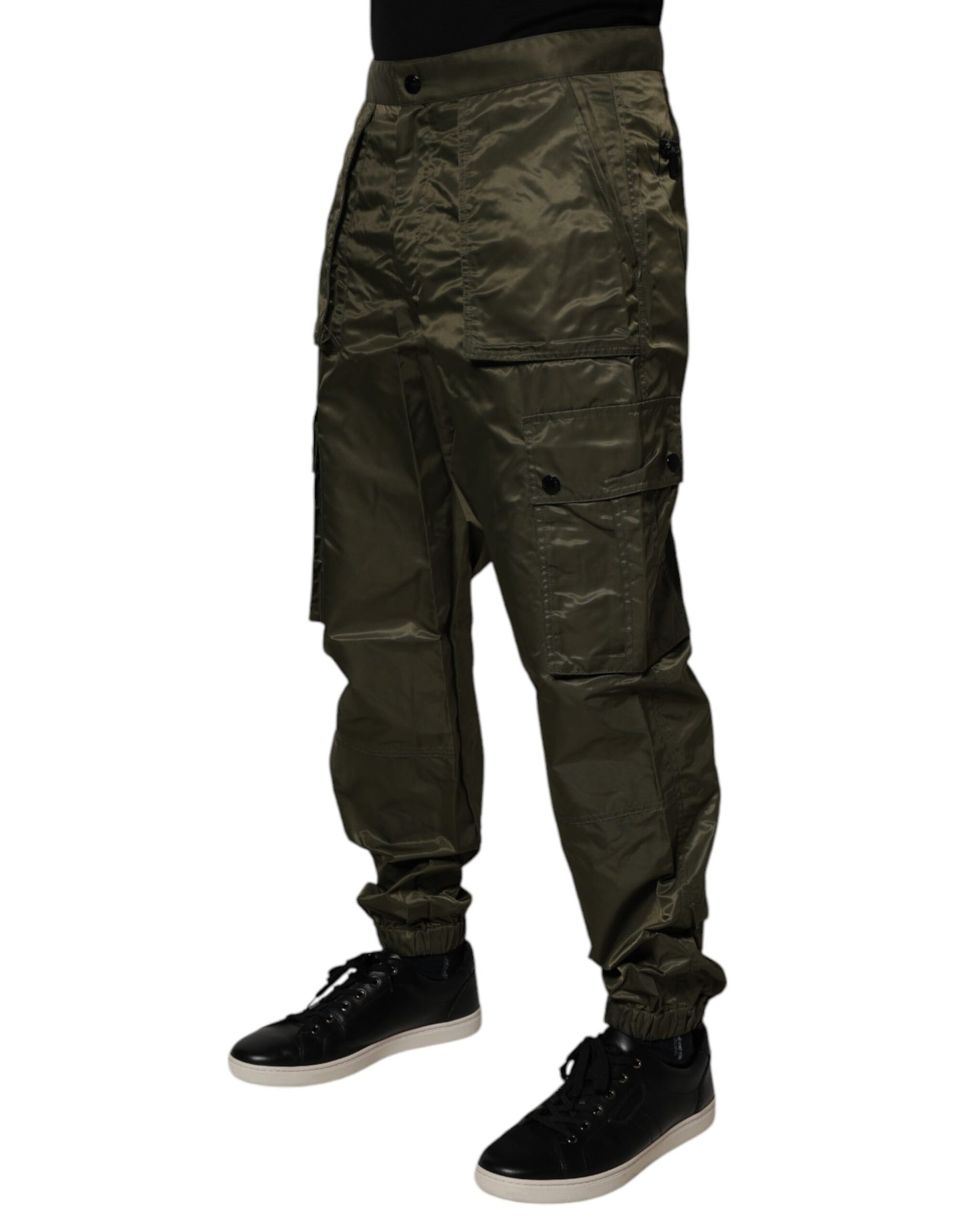 Dolce &amp; Gabbana Mörkgröna Nylon Cargobyxor