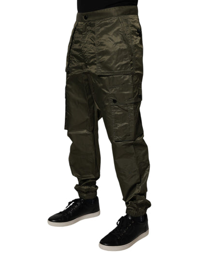 Dolce &amp; Gabbana Mörkgröna Nylon Cargobyxor
