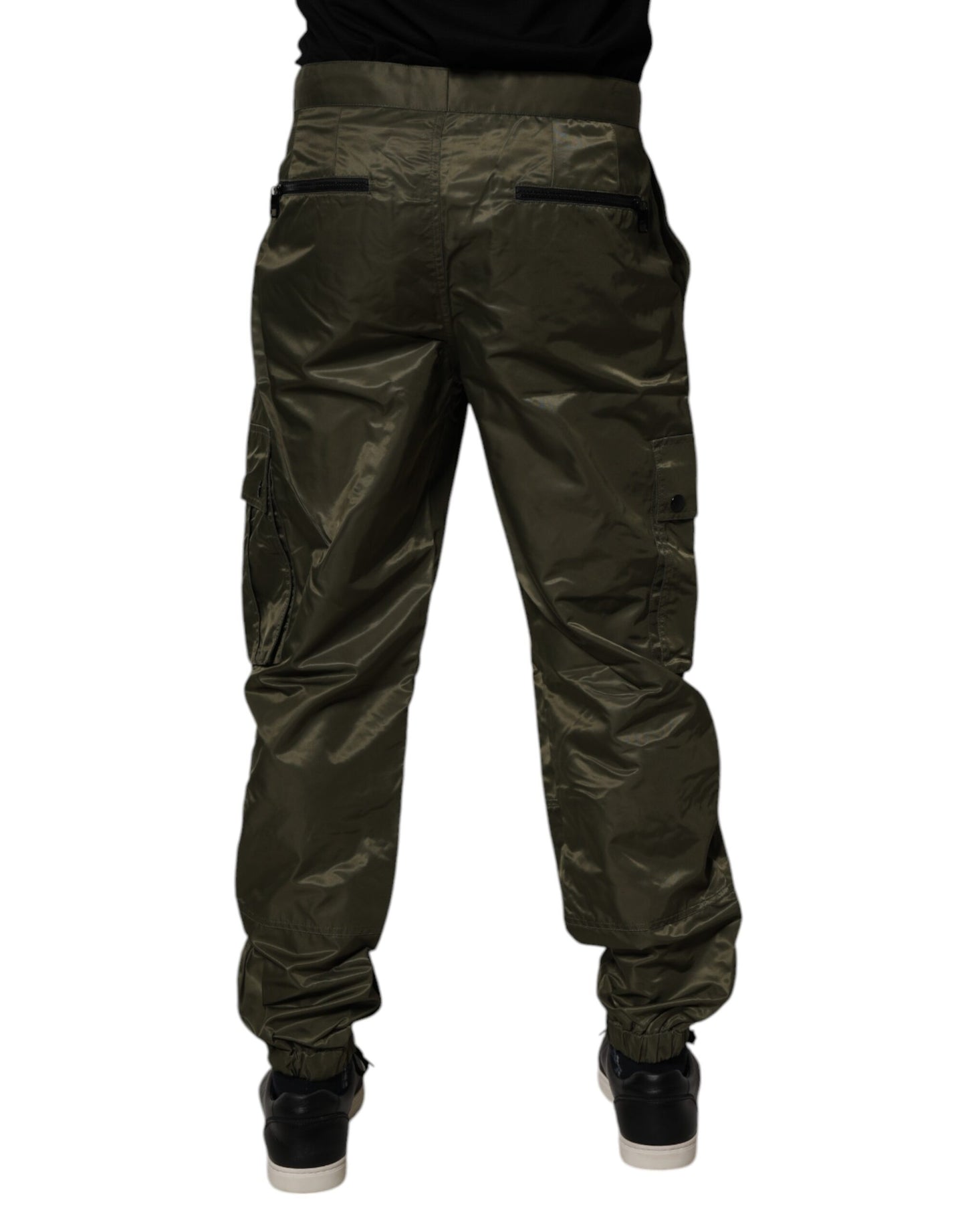 Dolce &amp; Gabbana Mörkgröna Nylon Cargobyxor