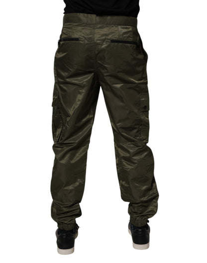 Dolce &amp; Gabbana Mörkgröna Nylon Cargobyxor