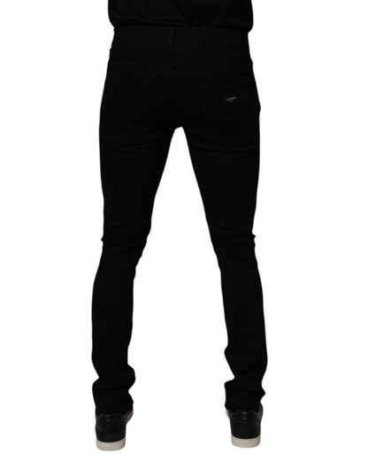 Dolce &amp; Gabbana Svarta Bomullsstretchiga Skinny Jeans Herr