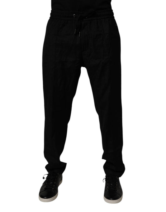 Dolce &amp; Gabbana Svarta Joggerbyxor i Ull