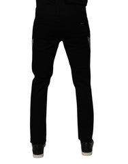 Dolce & Gabbana Black Floral Cotton Skinny Men Denim Jeans