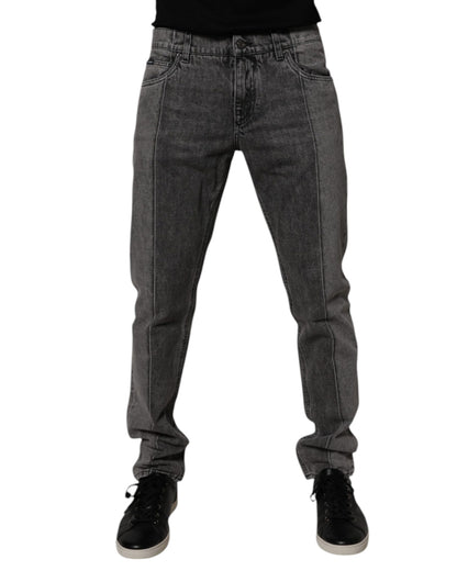 Dolce &amp; Gabbana Tvåfärgade Grå Bomullsdenimjeans