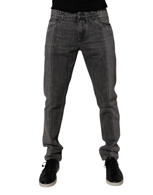 Dolce &amp; Gabbana Tvåfärgade Grå Bomullsdenimjeans
