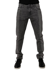 Dolce & Gabbana Two Tone Gray Cotton Denim Jeans