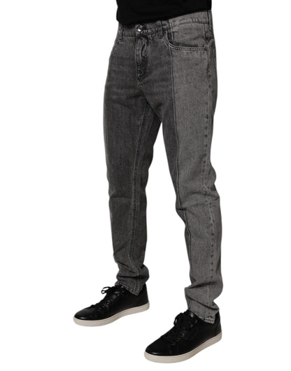Dolce &amp; Gabbana Tvåfärgade Grå Bomullsdenimjeans