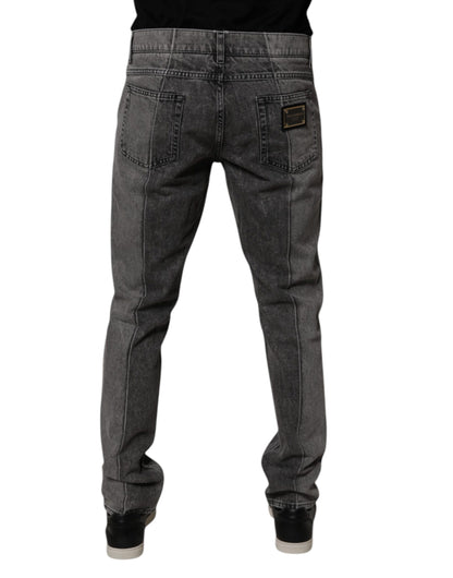 Dolce &amp; Gabbana Tvåfärgade Grå Bomullsdenimjeans