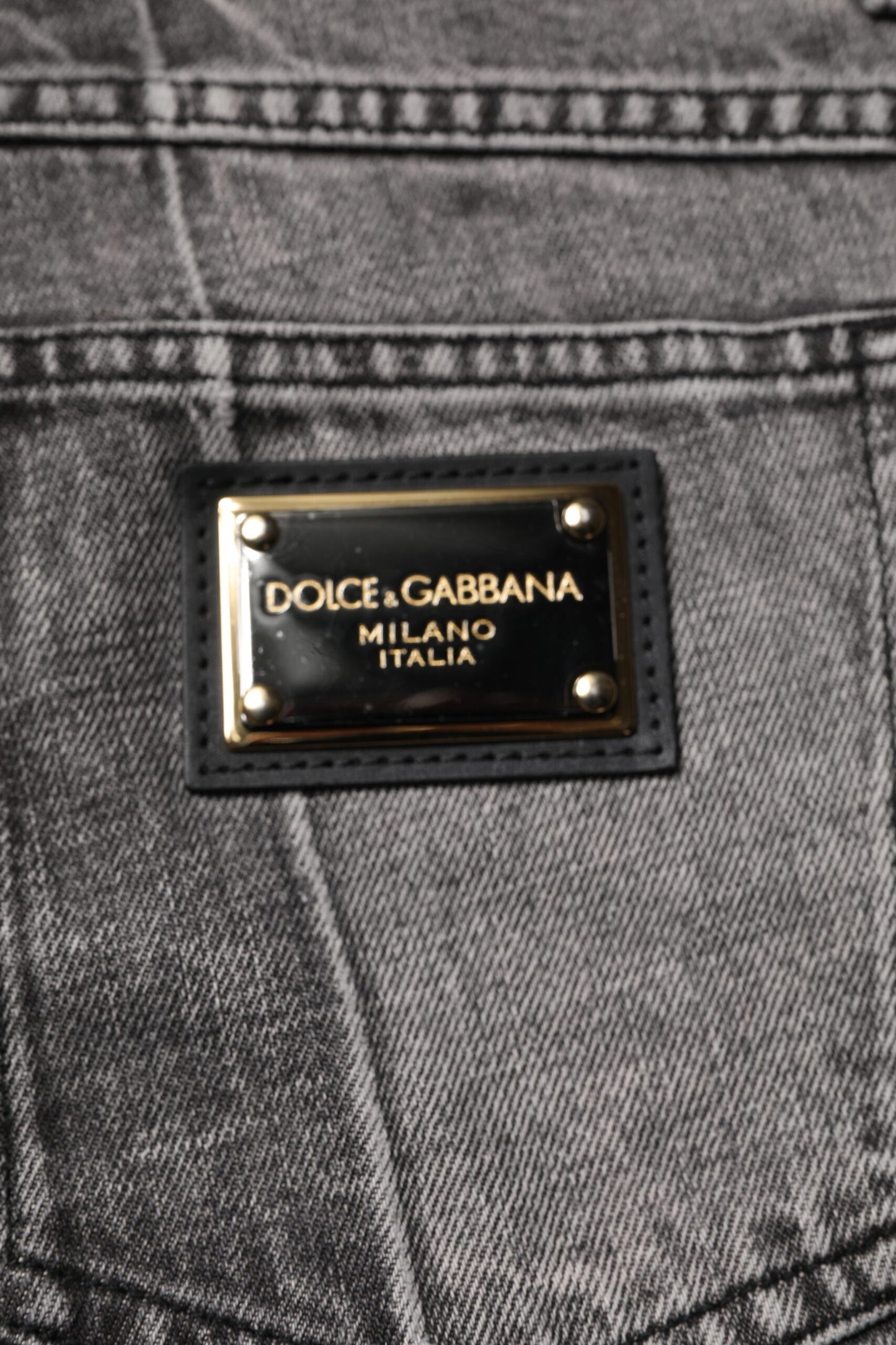 Dolce &amp; Gabbana Tvåfärgade Grå Bomullsdenimjeans