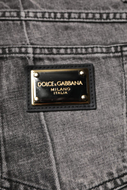 Dolce &amp; Gabbana Tvåfärgade Grå Bomullsdenimjeans