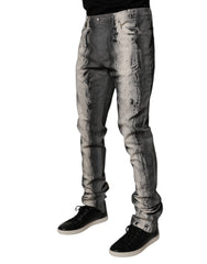 Dolce & Gabbana Gray Tie Dye Cotton Skinny Men Denim Jeans