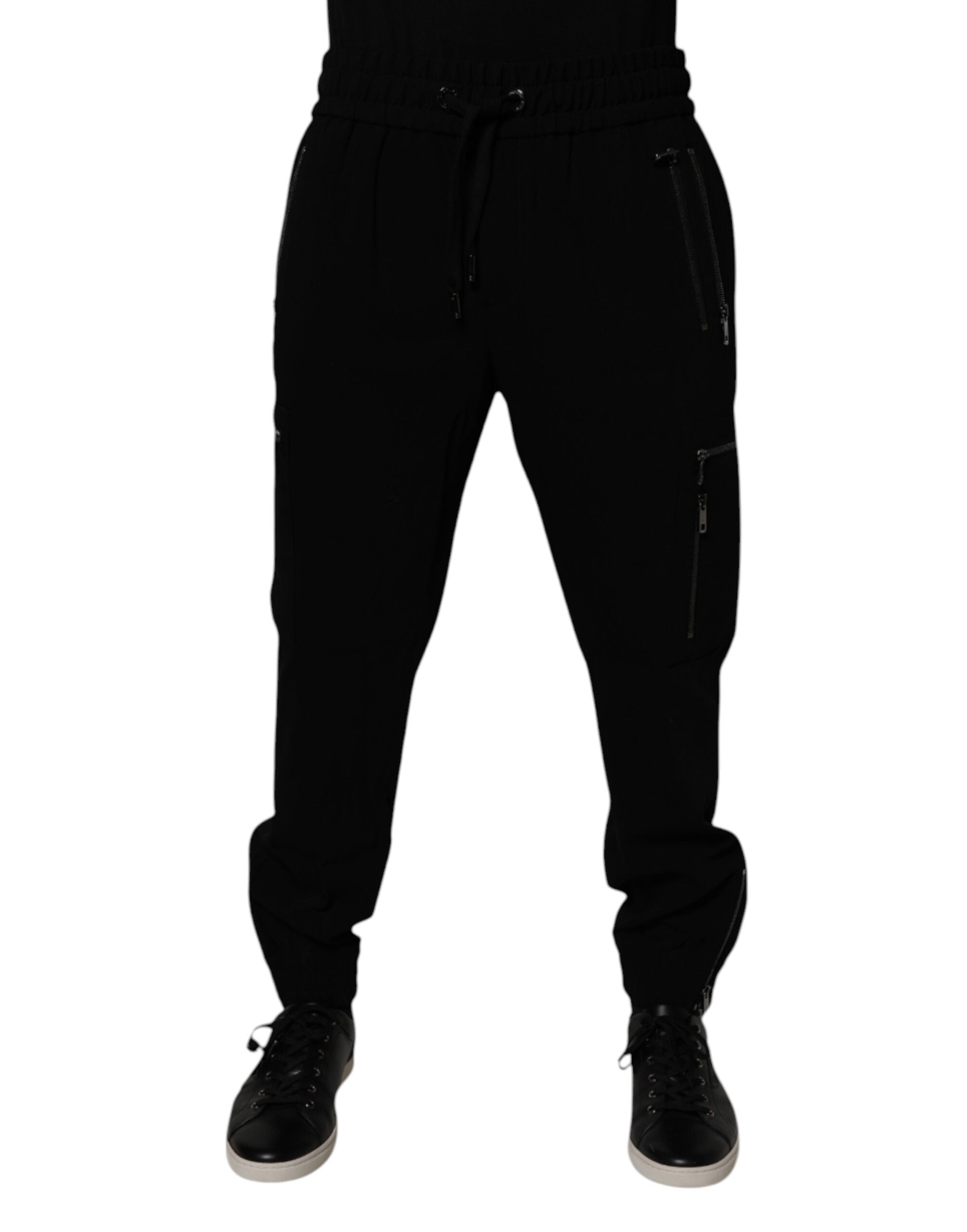 Dolce & Gabbana Black Wool Stretch Jogger Pants