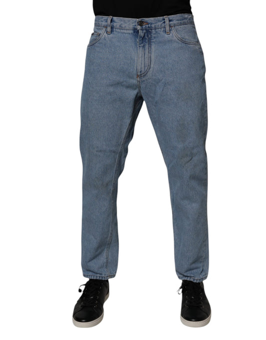 Dolce &amp; Gabbana Blå Bomull Skinny Herrjeans Med Mellanhög Midja
