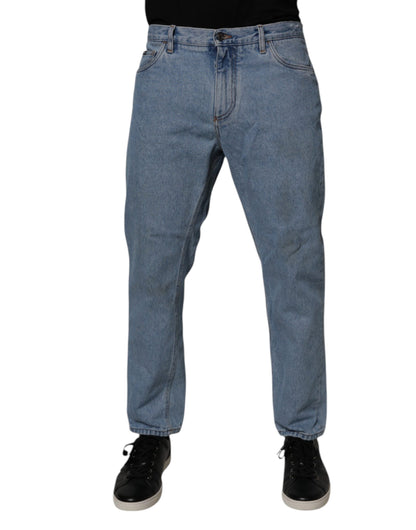 Dolce &amp; Gabbana Blå Bomull Skinny Herrjeans Med Mellanhög Midja