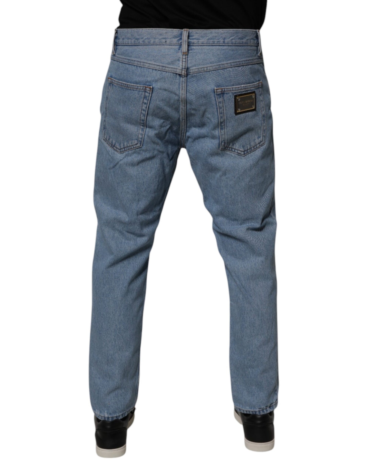 Dolce &amp; Gabbana Blå Bomull Skinny Herrjeans Med Mellanhög Midja