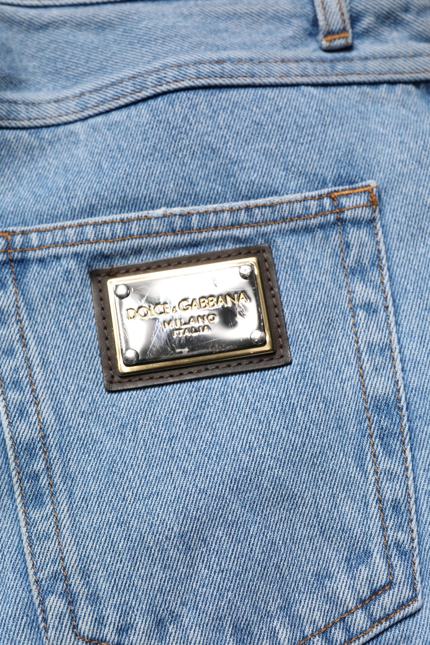 Dolce &amp; Gabbana Blå Bomull Skinny Herrjeans Med Mellanhög Midja